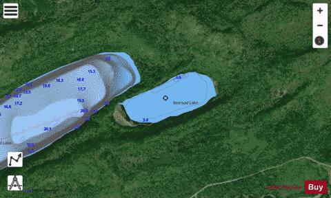 Bearpad Lake depth contour Map - i-Boating App - Satellite