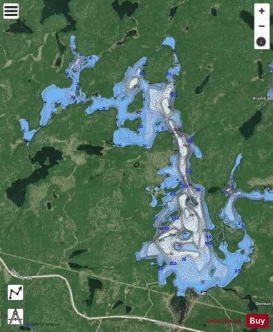 Prairie Bee Lake depth contour Map - i-Boating App - Satellite
