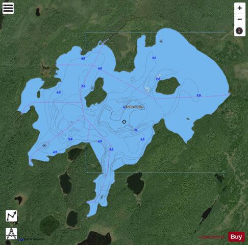 Tocheri Lake depth contour Map - i-Boating App - Satellite