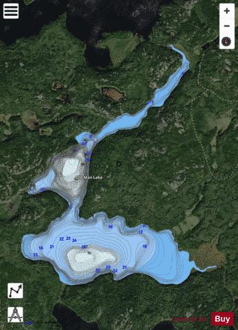 Old Man Lake depth contour Map - i-Boating App - Satellite