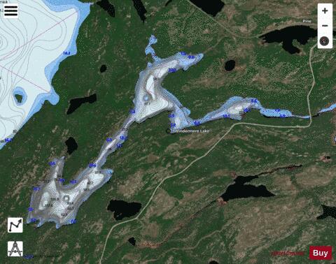 Windermere depth contour Map - i-Boating App - Satellite