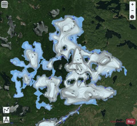 Wapageisi Lake depth contour Map - i-Boating App - Satellite