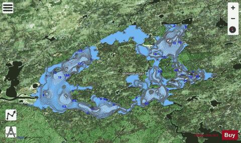 Miminiska Lake depth contour Map - i-Boating App - Satellite