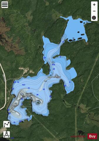 Rawn Reservoir depth contour Map - i-Boating App - Satellite