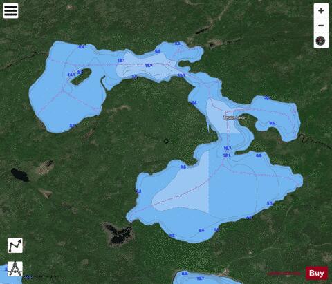 Twain Lake depth contour Map - i-Boating App - Satellite