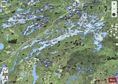 Minnitaki Lake depth contour Map - i-Boating App - Satellite
