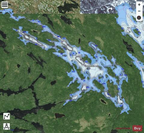 Shawanabis Lake depth contour Map - i-Boating App - Satellite