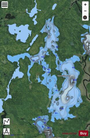 Opasatika Lake depth contour Map - i-Boating App - Satellite