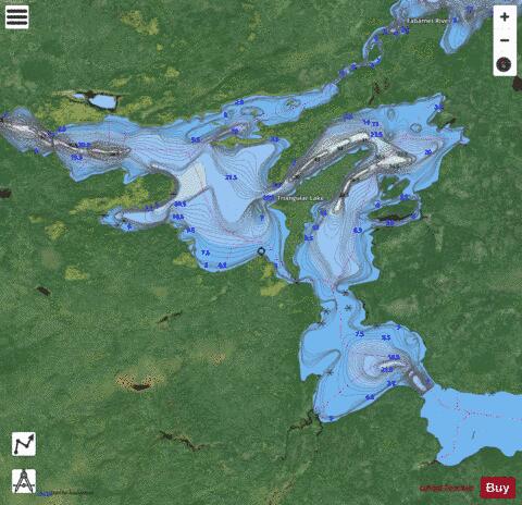 Triangular Lake depth contour Map - i-Boating App - Satellite