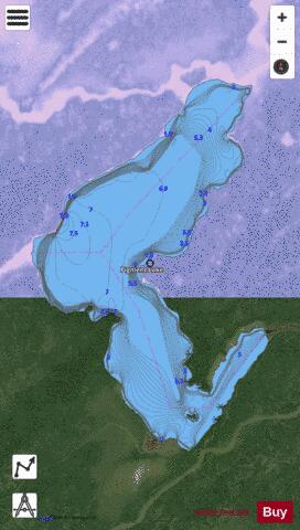 Pigment Lake depth contour Map - i-Boating App - Satellite