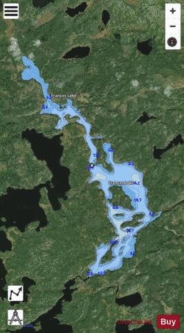 Frances Lake depth contour Map - i-Boating App - Satellite