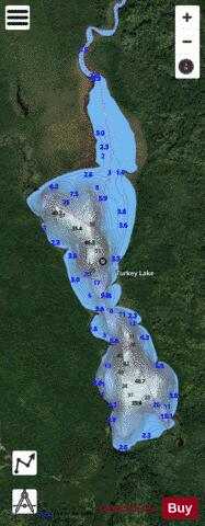 Turkey Lake depth contour Map - i-Boating App - Satellite