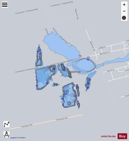 Waterford Ponds (Bass Lake) depth contour Map - i-Boating App - Satellite