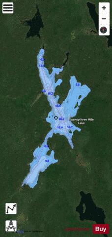 Twentythree Mile Lake depth contour Map - i-Boating App - Satellite