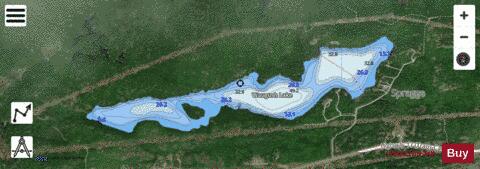 Waugush Lake depth contour Map - i-Boating App - Satellite