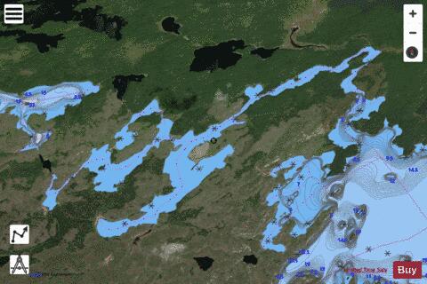 Fawcett Lake/Gull Lake depth contour Map - i-Boating App - Satellite