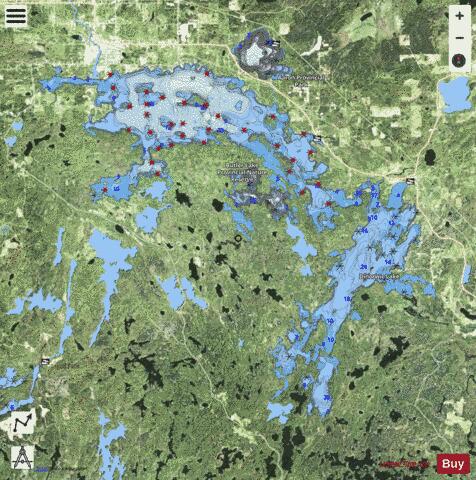 Dinorwic + Wabigoon depth contour Map - i-Boating App - Satellite