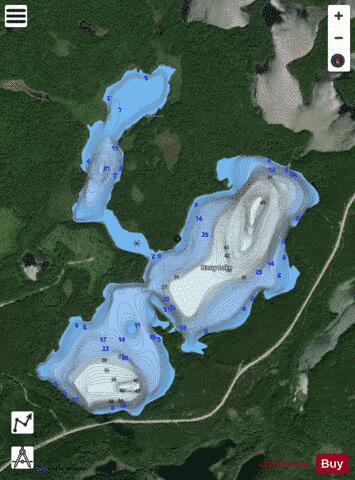Harry Lake depth contour Map - i-Boating App - Satellite