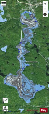 Kamaniskeg Lake depth contour Map - i-Boating App - Satellite