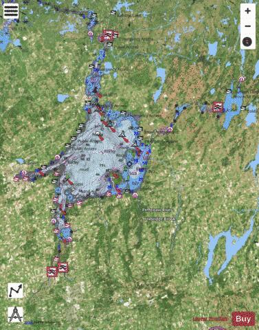 Lake Simcoe depth contour Map - i-Boating App - Satellite