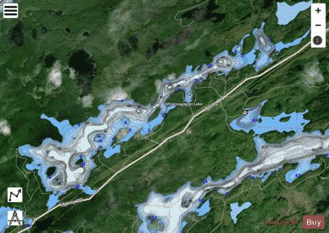 Mississagagon Lake depth contour Map - i-Boating App - Satellite