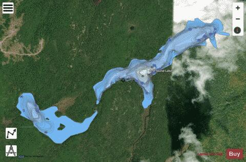 Upper One Island Lake depth contour Map - i-Boating App - Satellite