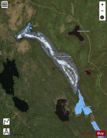 Prud Homme Lake depth contour Map - i-Boating App - Satellite