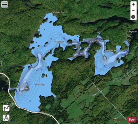 Stump + High Falls Lake depth contour Map - i-Boating App - Satellite