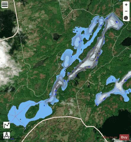 Thirteen Island Lake depth contour Map - i-Boating App - Satellite