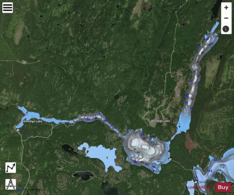 Wendigo Lake depth contour Map - i-Boating App - Satellite