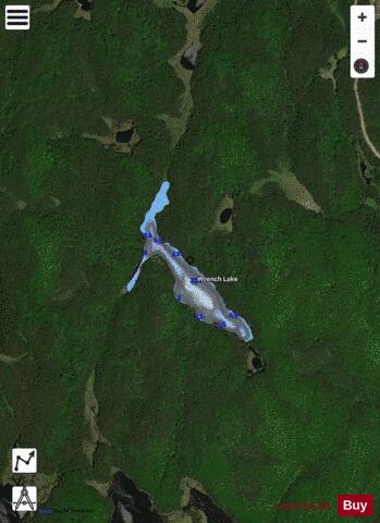 Wrench Lake depth contour Map - i-Boating App - Satellite