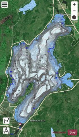 Lac Nominingue depth contour Map - i-Boating App - Satellite