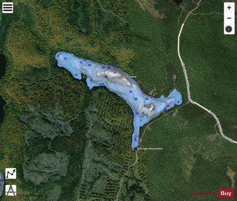 Alexandre Lac depth contour Map - i-Boating App - Satellite