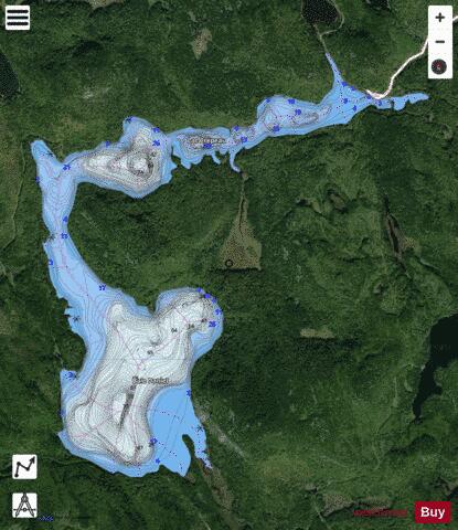 Crepeau Lac A depth contour Map - i-Boating App - Satellite