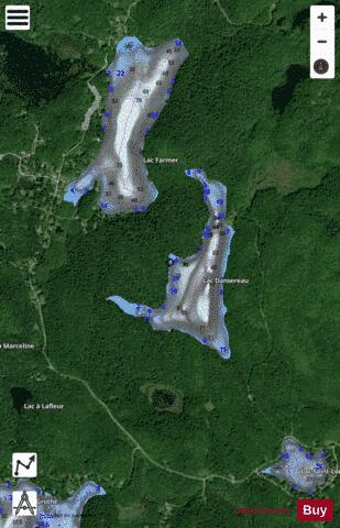 Dansereau Lac depth contour Map - i-Boating App - Satellite