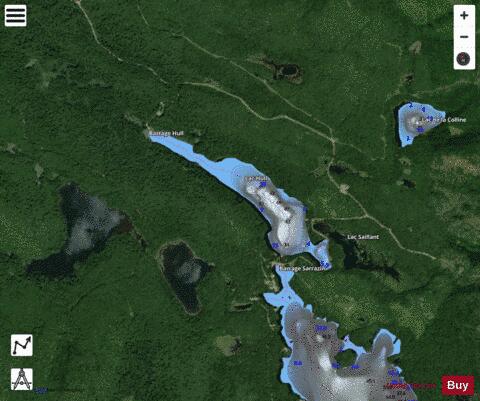 Hull Lac depth contour Map - i-Boating App - Satellite