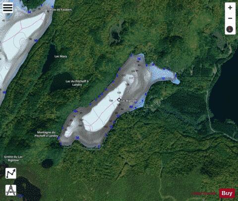 Lac Bigelow depth contour Map - i-Boating App - Satellite