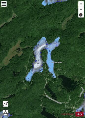 Lac Spectacles depth contour Map - i-Boating App - Satellite