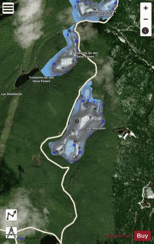 Mocassin Lac depth contour Map - i-Boating App - Satellite