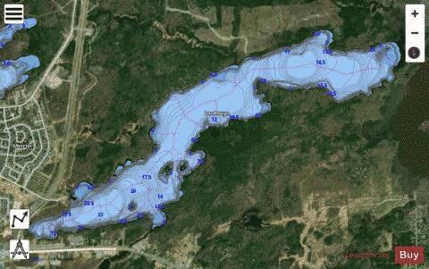 Rouyn Lac depth contour Map - i-Boating App - Satellite
