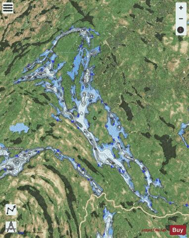 Saseginaga Lac depth contour Map - i-Boating App - Satellite