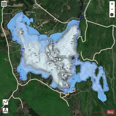 Nominingue, Petit lac depth contour Map - i-Boating App - Satellite