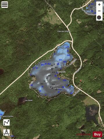 Poulin, Lac depth contour Map - i-Boating App - Satellite