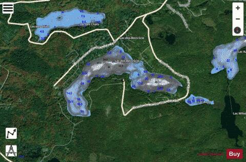 Becs-Scie, Lac des depth contour Map - i-Boating App - Satellite