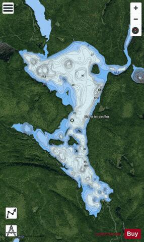 Iles, Grand lac des depth contour Map - i-Boating App - Satellite