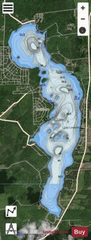 Lovering, Lac depth contour Map - i-Boating App - Satellite