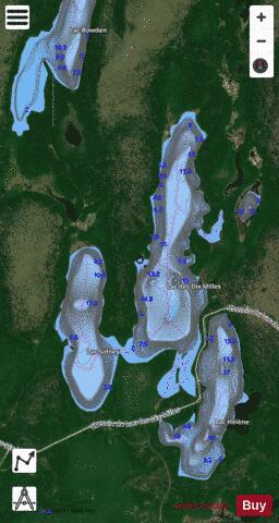Dix Milles, Lac des depth contour Map - i-Boating App - Satellite