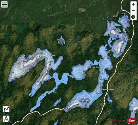 Cinq Doigts, Lac depth contour Map - i-Boating App - Satellite