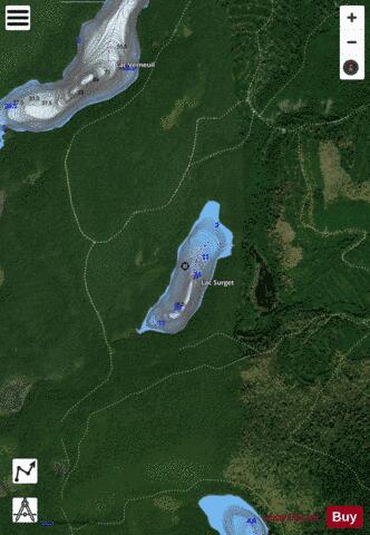 Surget, Lac depth contour Map - i-Boating App - Satellite
