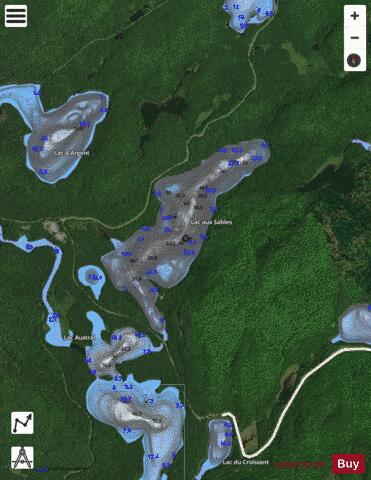 Sables, Lac aux depth contour Map - i-Boating App - Satellite